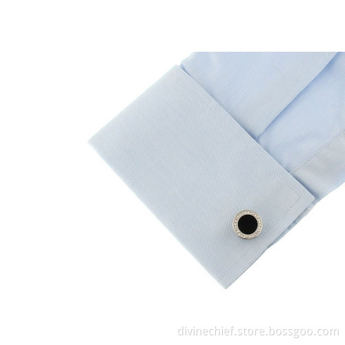 Round Shape Nice White Crystal Jewelry Cufflinks For Gift